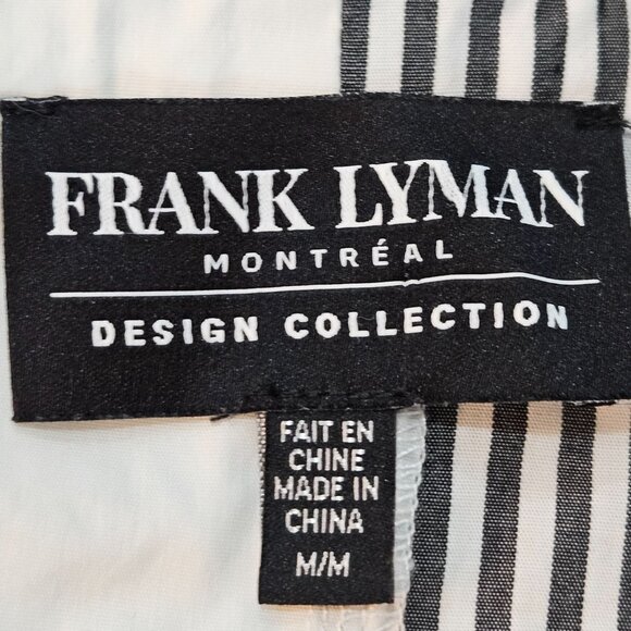 Frank Lyman Design Collection Shirt Medium Striped Woman Illustration Artsy B&W - Picture 12 of 12